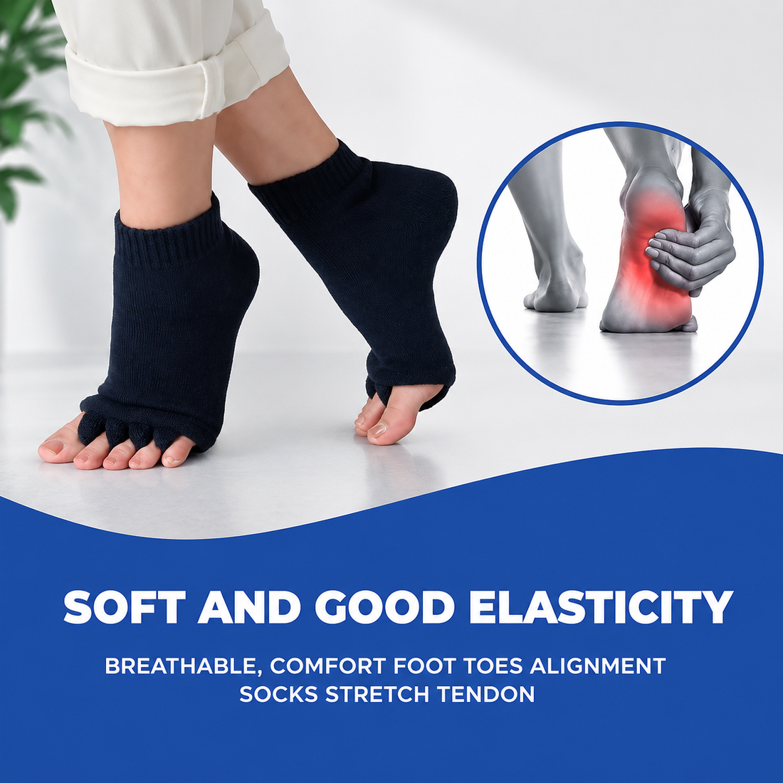 Cotton Foot Alignment Socks - 5 Toe Separator - Assorted Colors