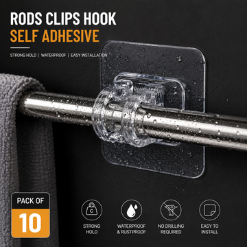 Rods Clips Hook Self Adhesive Pack of 10