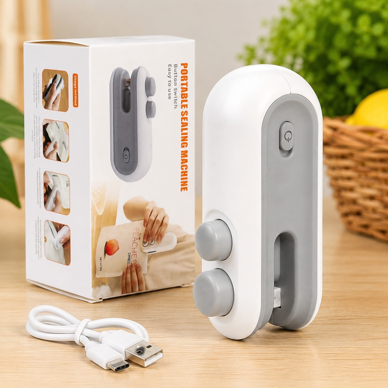 Portable Mini Sealing Machine 2 in 1 USB Rechargeable Magnetic Heat Sealing and Cutting Bag Seale