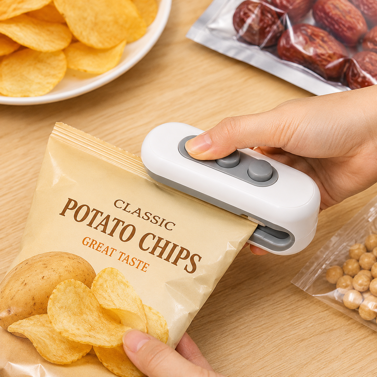 Portable Mini Sealing Machine 2 in 1 USB Rechargeable Magnetic Heat Sealing and Cutting Bag Seale