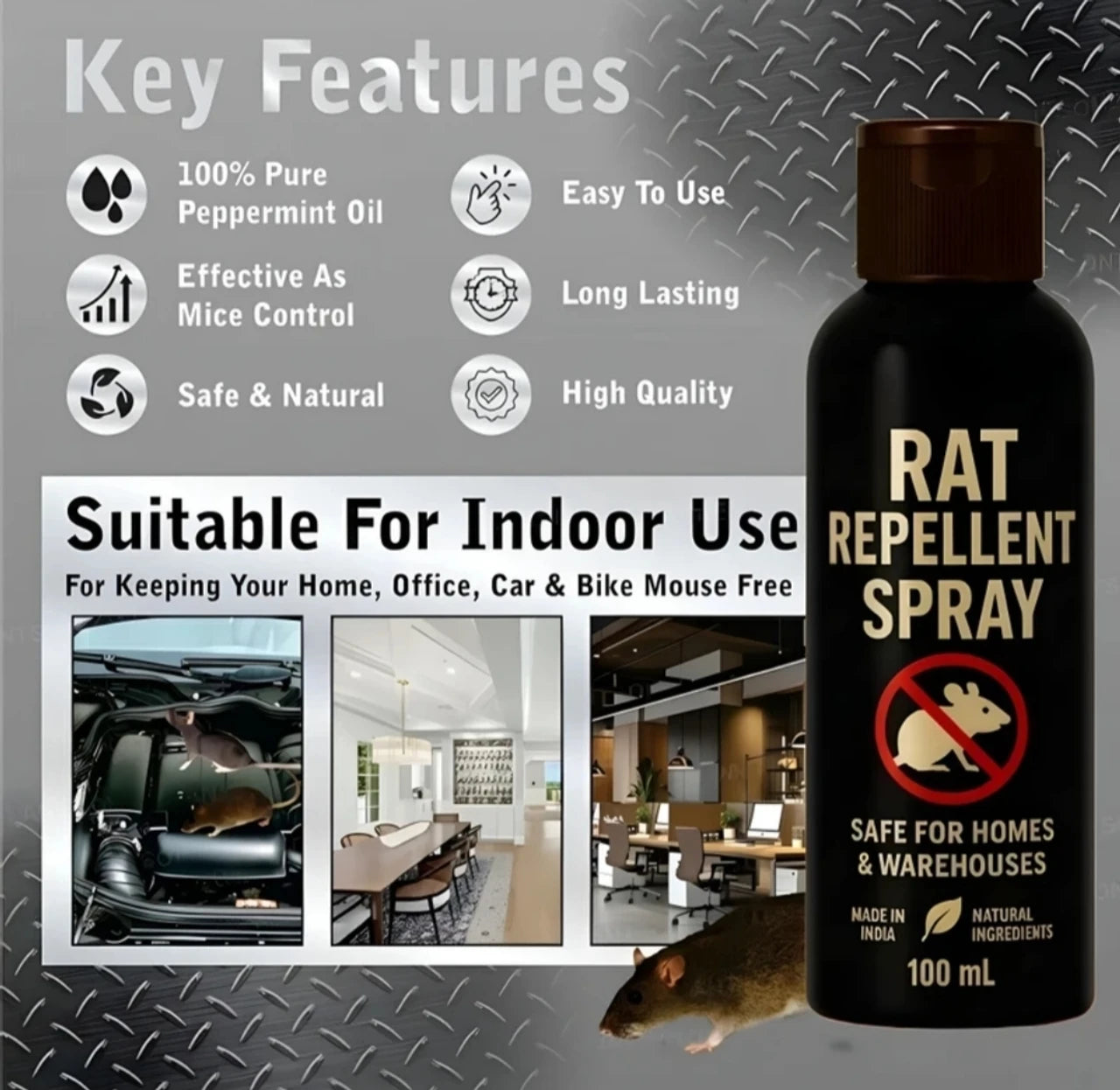 Rat Repellent Car Spray for Cars Highly Effective (200 ml Each Pack Of 2)